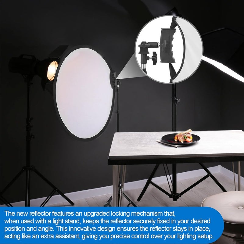 Wellmaking 32 Inch (80cm) Reflector Photography, Collapsible Light Reflector with Threaded Handle & tilt Adapter, 5 in 1 Handle Reflector for Lighting -Translucent, Silver, Gold, White and Black - Image 5
